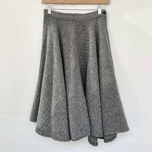 Retro Wool Blend Circle Skirt in Black & White Chevron